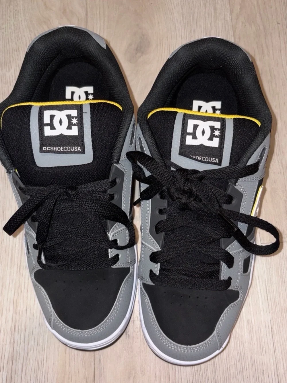 DC  Gray & Black Skate Shoe with Yellow Accent